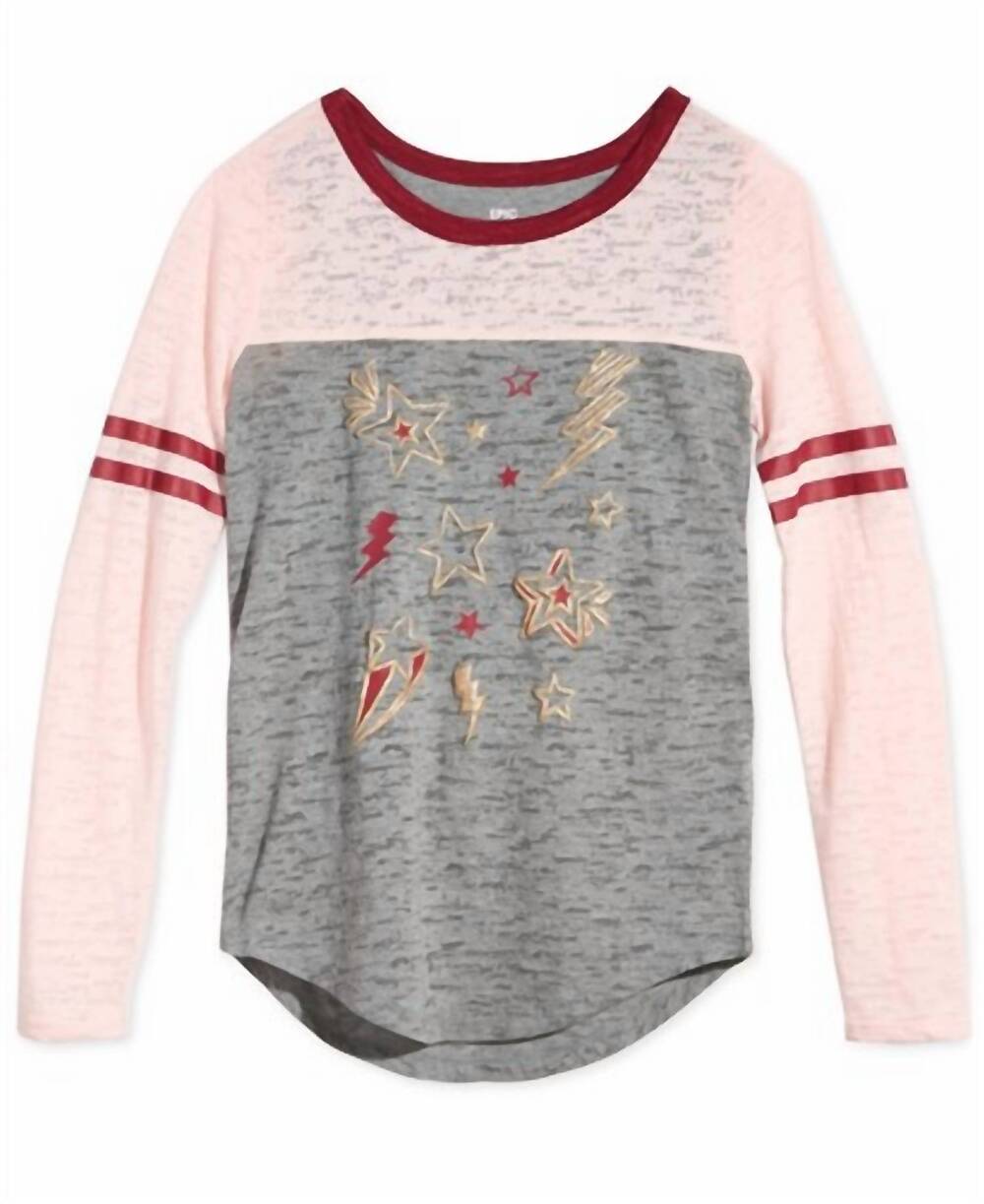 NEW EPIC THREADS big girls star print long sleeve t-shirt in pink/gray